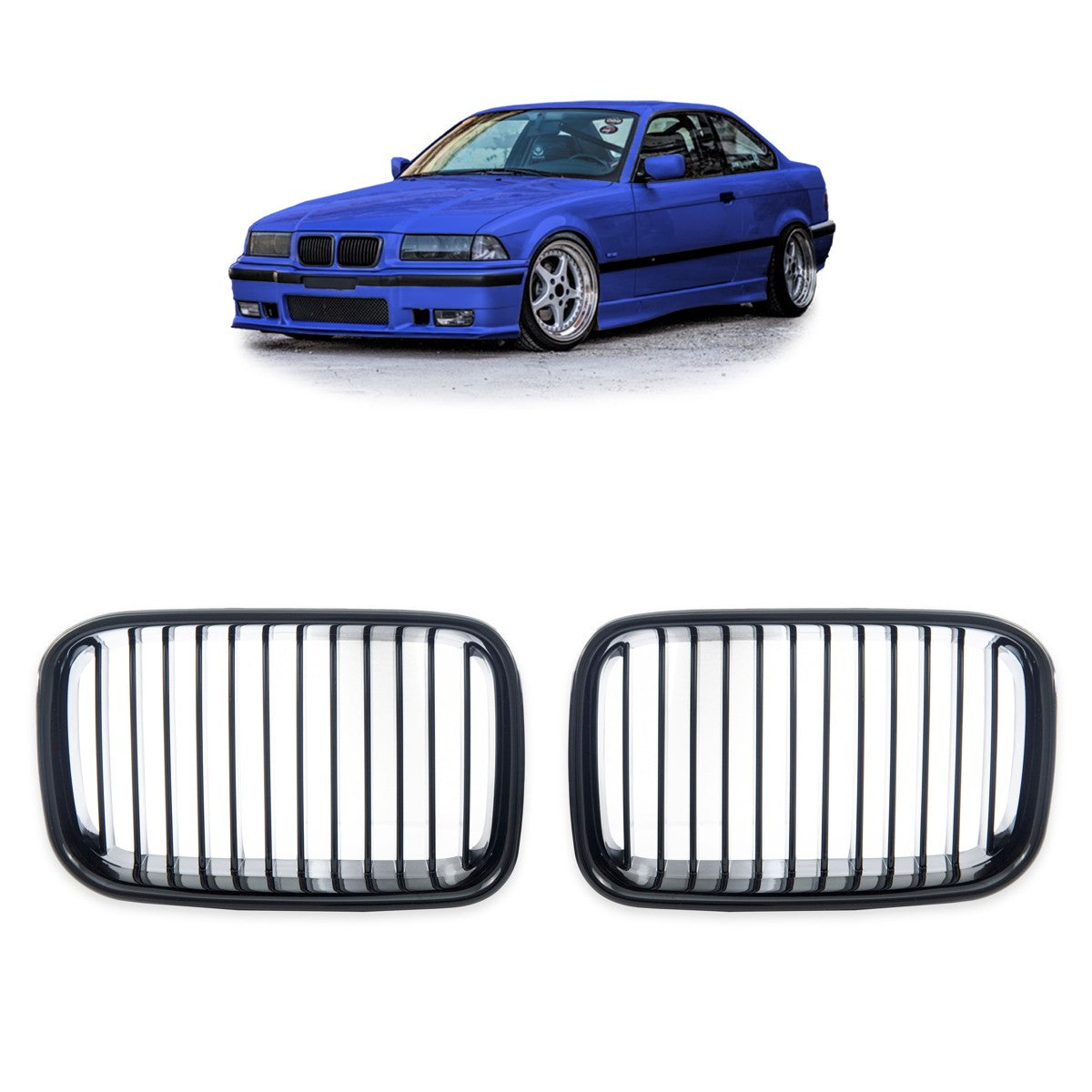 Frontgrill Hochglanz Schwarz passend für BMW 3er E36 1991-1996