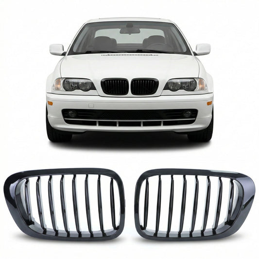 Frontgrill Hochglanz Schwarz passend für BMW 3er E46 Coupé Cabrio 1999-2003