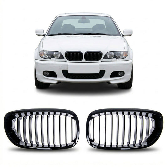 Kühlergrill Hochglanz Schwarz passend für BMW 3er E46 Coupé Cabrio 2003-2007
