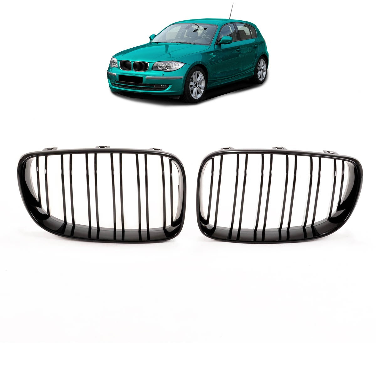 Sportgrill Hochglanz Schwarz Doppellinie passend für BMW 1er E81-E88 2007-2012