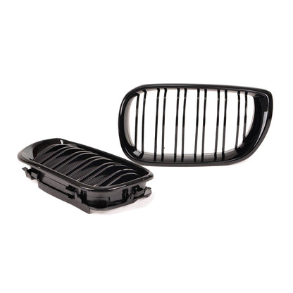Kühlergrill Hochglanz Schwarz Doppel-Linie passend für BMW 3er E46 2001-2005