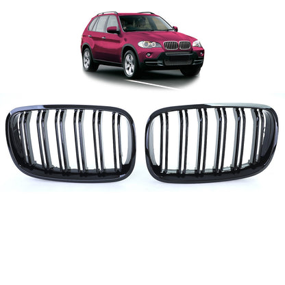 Frontgrill Hochglanz Schwarz Doppelreihe passend für BMW X5 E70 X6 E71 2007-2013