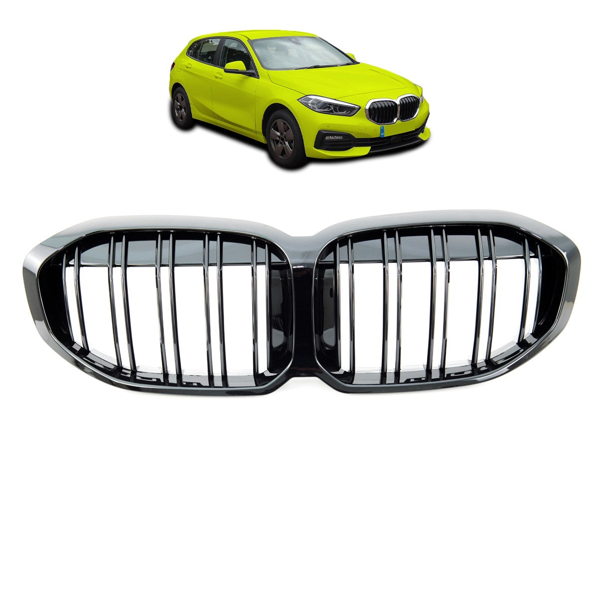 Hochglanz Schwarz Sportgrill Dual Line passend für BMW 1er F40 2019-Heute