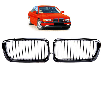 Hochglanz Schwarzer Einlinien Kühlergrill passend für BMW 7er E38 1994-2001