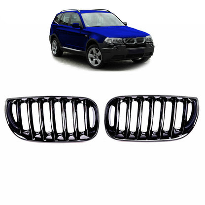 Sportgrill Einzel-Linie Hochglanz Schwarz passend für BMW X3 (E83) Pre-Facelift 2003-2006
