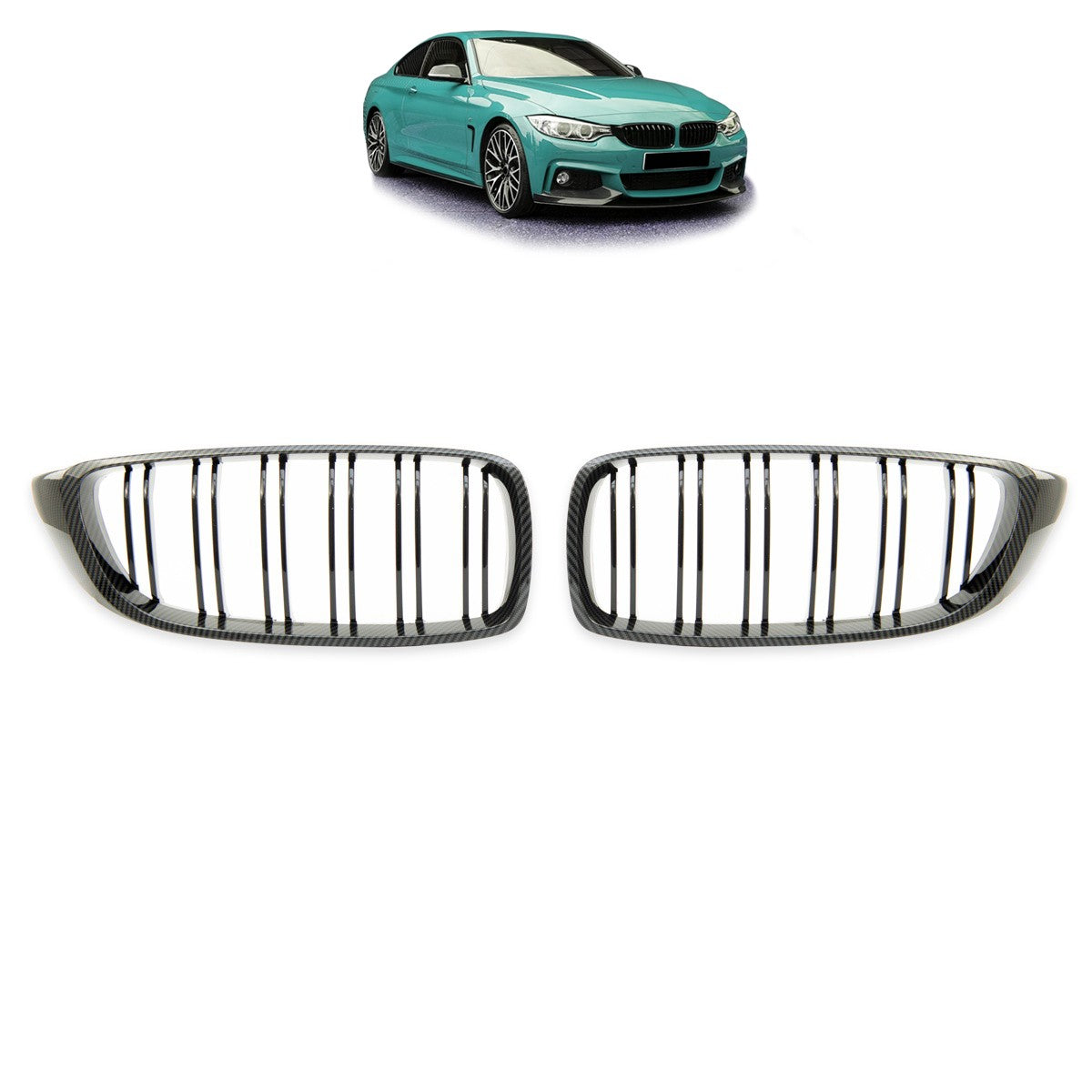 Dual Line Carbon-Optik Sportgrill passend für BMW 4er 2013-2021
