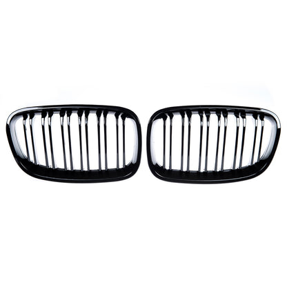 Kühlergrill Hochglanz Schwarz Doppelstreifen passend für BMW 1er F20 F21 2011-2015