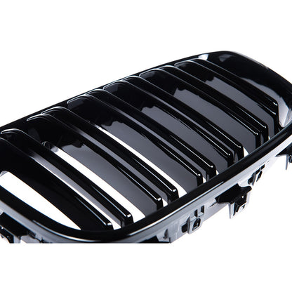 Kühlergrill Hochglanz Schwarz Doppelstreifen passend für BMW 1er F20 F21 2011-2015