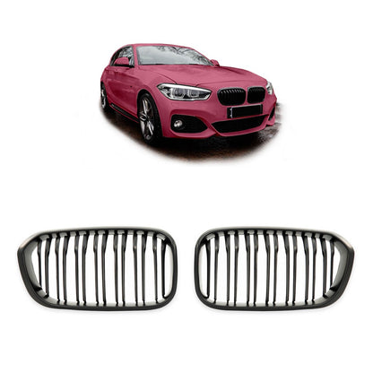 Frontgrill Dual Line Matt Schwarz passend für BMW 1er F20 F21 2015-2019