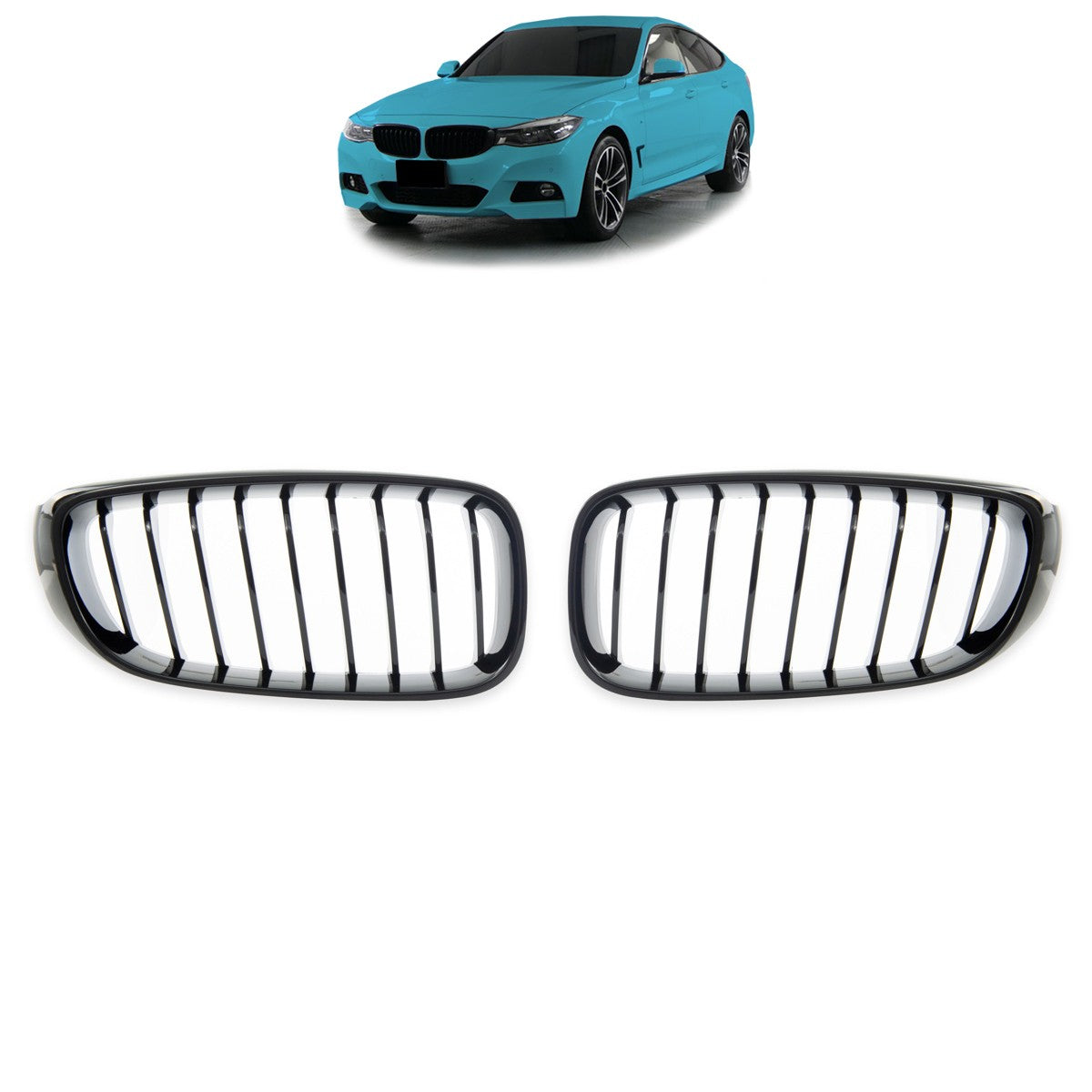 Single Line Hochglanz Schwarz Frontgrill passend für BMW 3er F34 GT 2013-2021