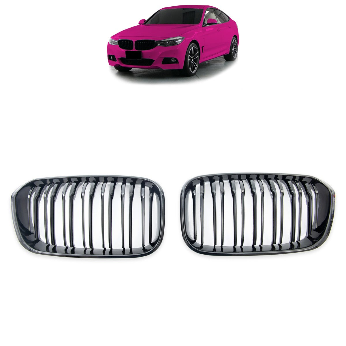 Dual Line Hochglanz Schwarz Frontgrill passend für BMW 3er F34 GT 2013-2020