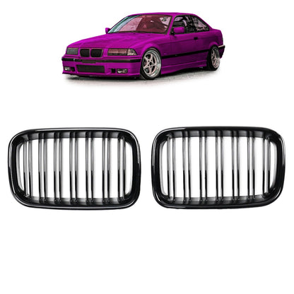 Sportgrill Hochglanz Schwarz Doppelrahmen passend für BMW 3er E36 1991-1996
