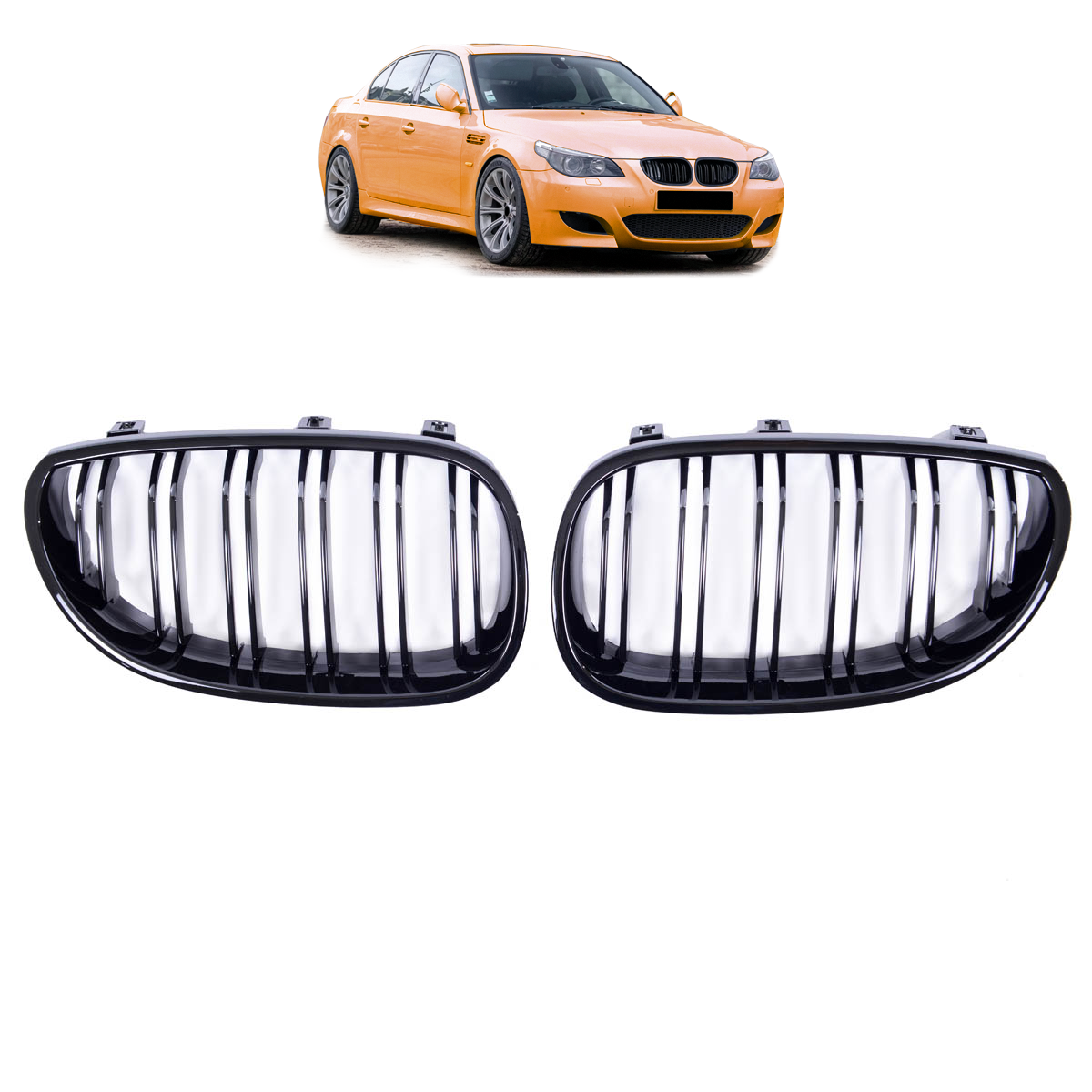Kühlergrill Hochglanz Schwarz passend für BMW 5er E60 E61 2003-2010