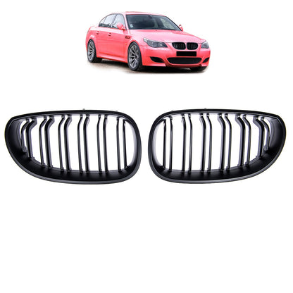 Doppelstreifen Matt Schwarz Grill passend für BMW 5er E60 E61 2003-2010