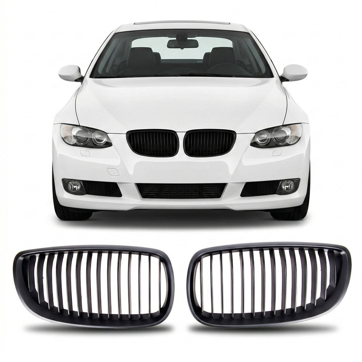 Kühlergrill Single Line Matt Schwarz passend für BMW 3er E92 E93 2005-2010