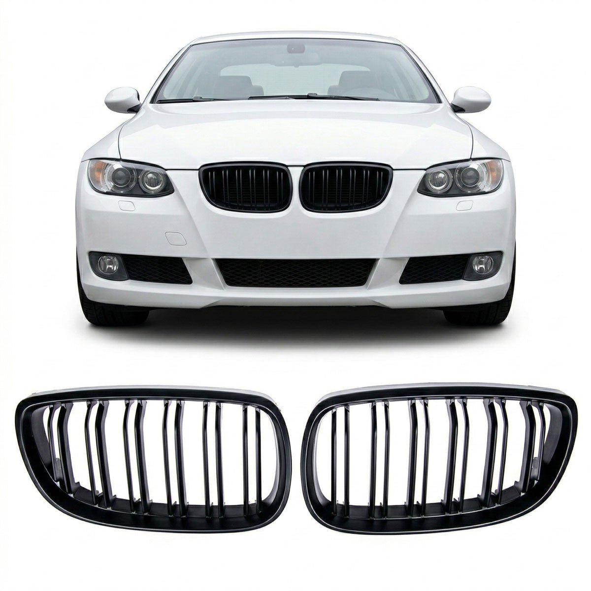 Doppel-Linie Matt Schwarz Grill passend für BMW 3er E92 E93 2005-2010