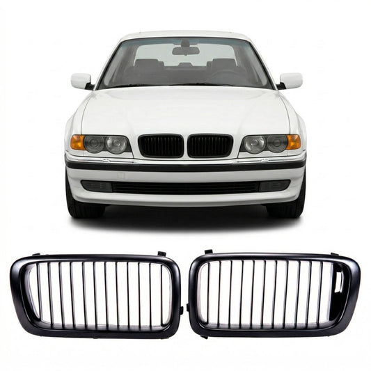 Matt Schwarzer Einlinien Kühlergrill passend für BMW 7er E38 1994-1999