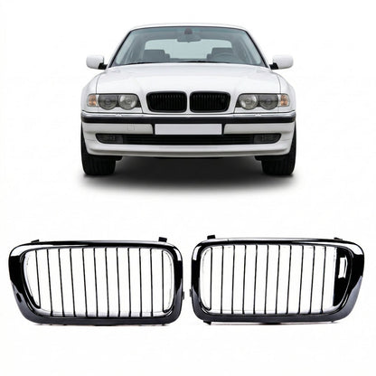 Hochglanz Schwarzer Einlinien Kühlergrill passend für BMW 7er E38 1994-1999