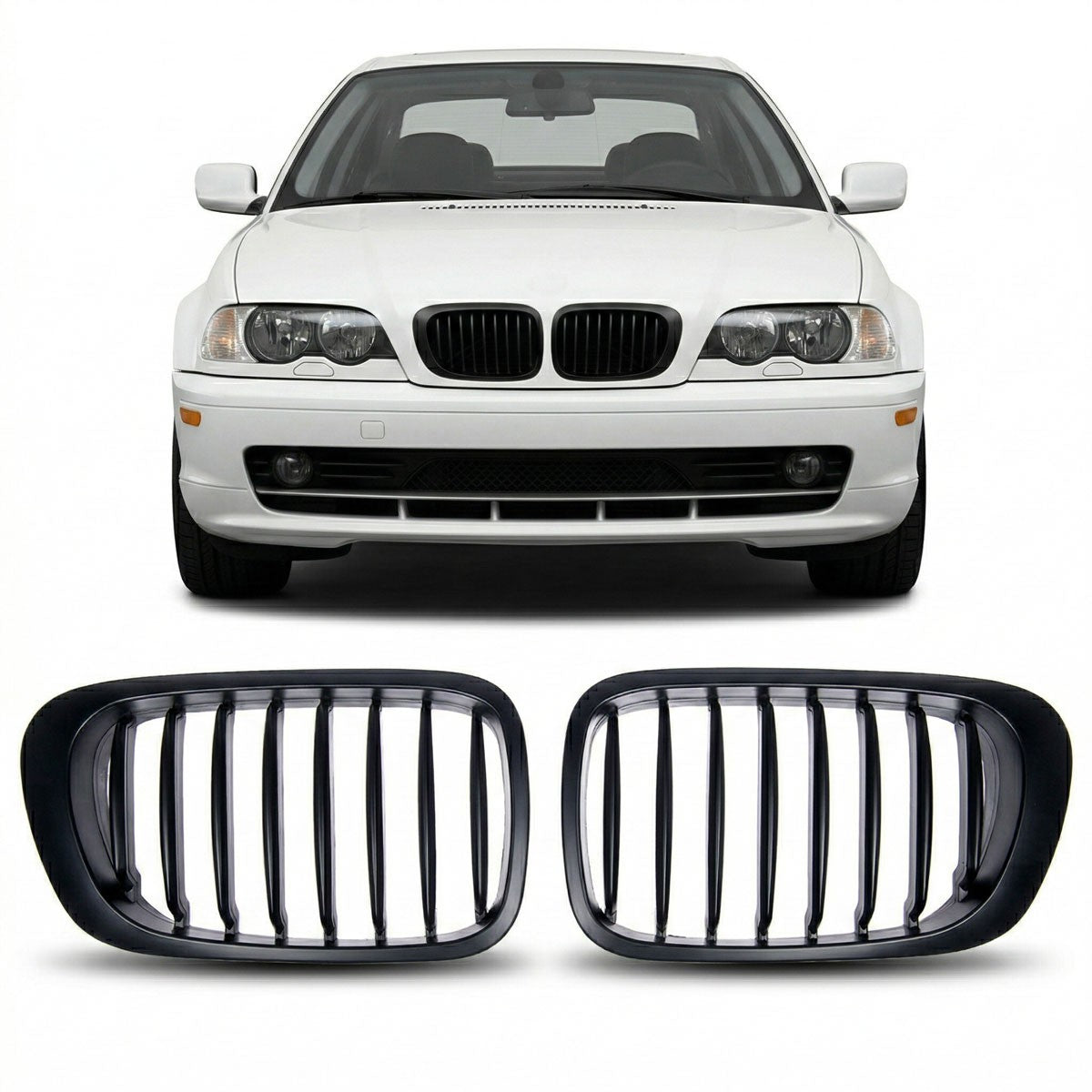 Grill Einzellinie Matt Schwarz passend für BMW 3er E46 Coupé/Convertible 1999-2003