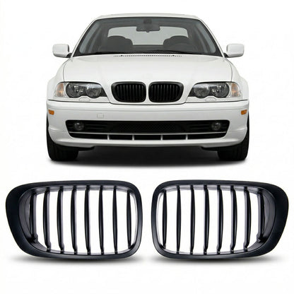 Grill Einzellinie Matt Schwarz passend für BMW 3er E46 Coupé/Convertible 1999-2003