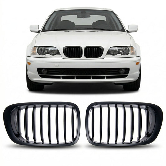 Grill Einzellinie Matt Schwarz passend für BMW 3er E46 Coupé/Convertible 1999-2003