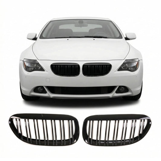 Frontgrill Doppellinie Hochglanz Schwarz passend für BMW 6er E63 E64 2003-2010