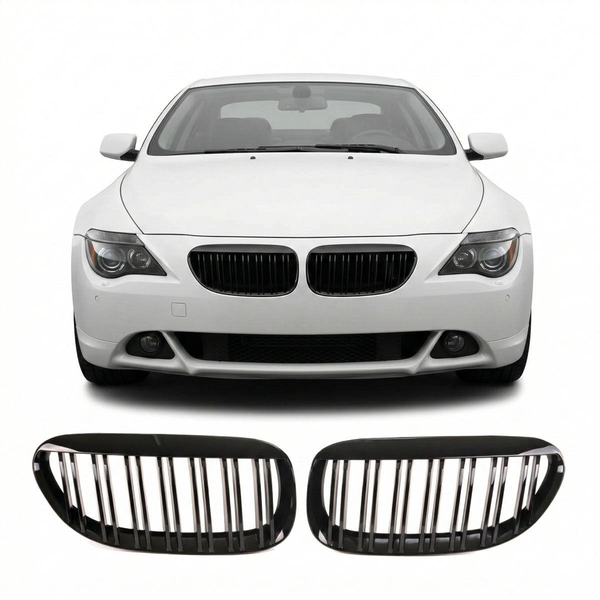 Kühlergrill Einzelstreifen Matt Schwarz passend für BMW 6er E63 E64 2003-2010