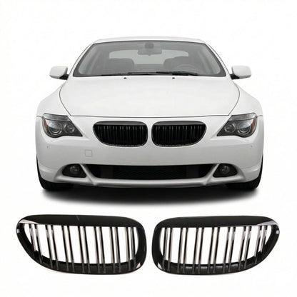 Kühlergrill Einzelstreifen Matt Schwarz passend für BMW 6er E63 E64 2003-2010