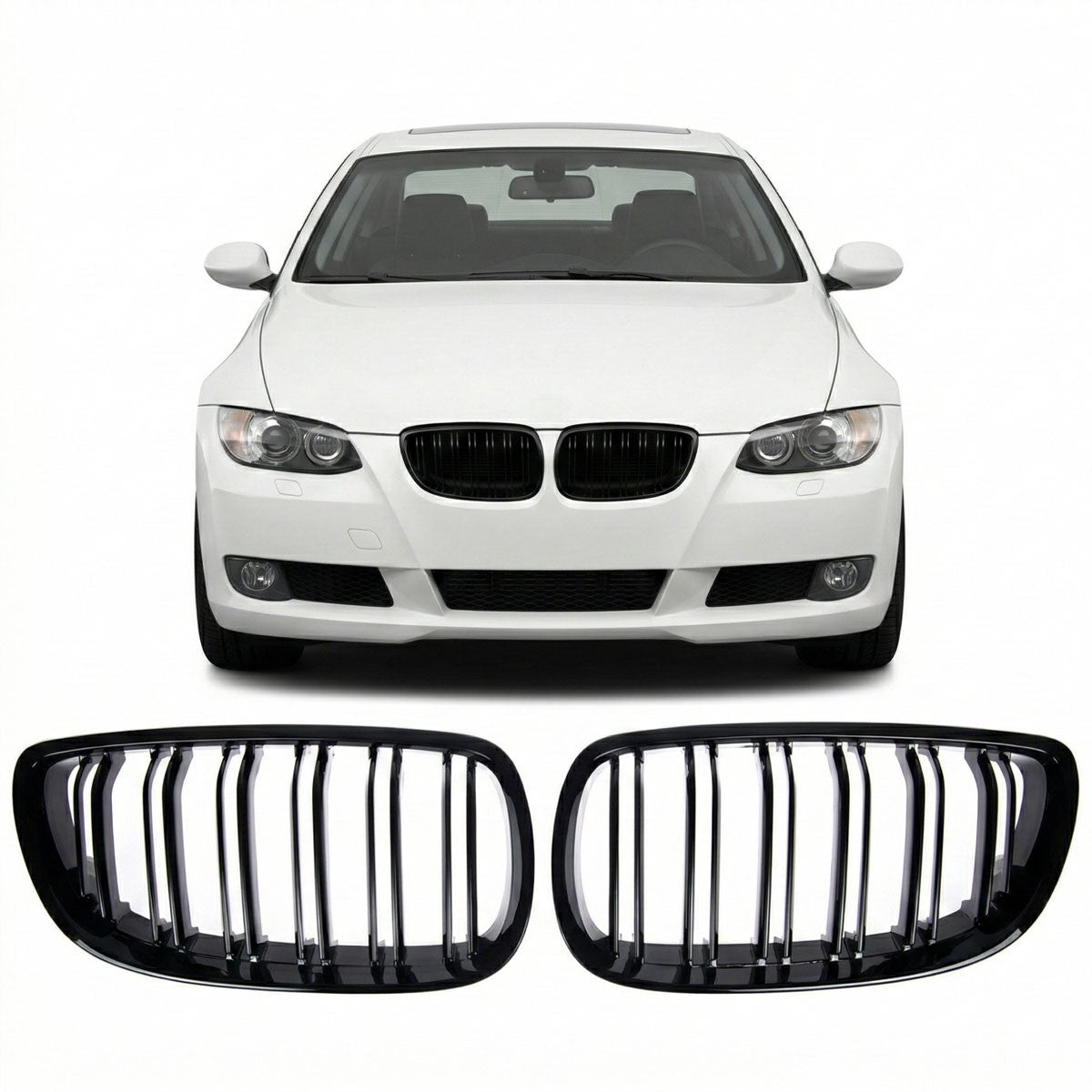 Vorderer Grill Hochglanz Schwarz Doppel-Linie passend für BMW 3 E92 E93 2005-2010
