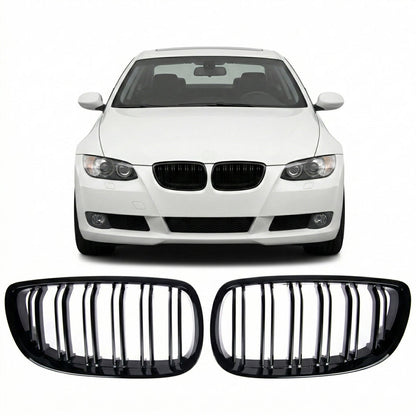 Vorderer Grill Hochglanz Schwarz Doppel-Linie passend für BMW 3 E92 E93 2005-2010