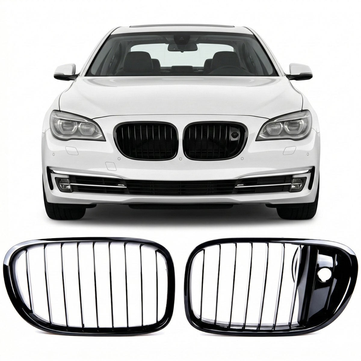 Hochglanz Schwarzer Einzel-Linie Vordergrill passend für BMW 7er F01-F04 2012-2016