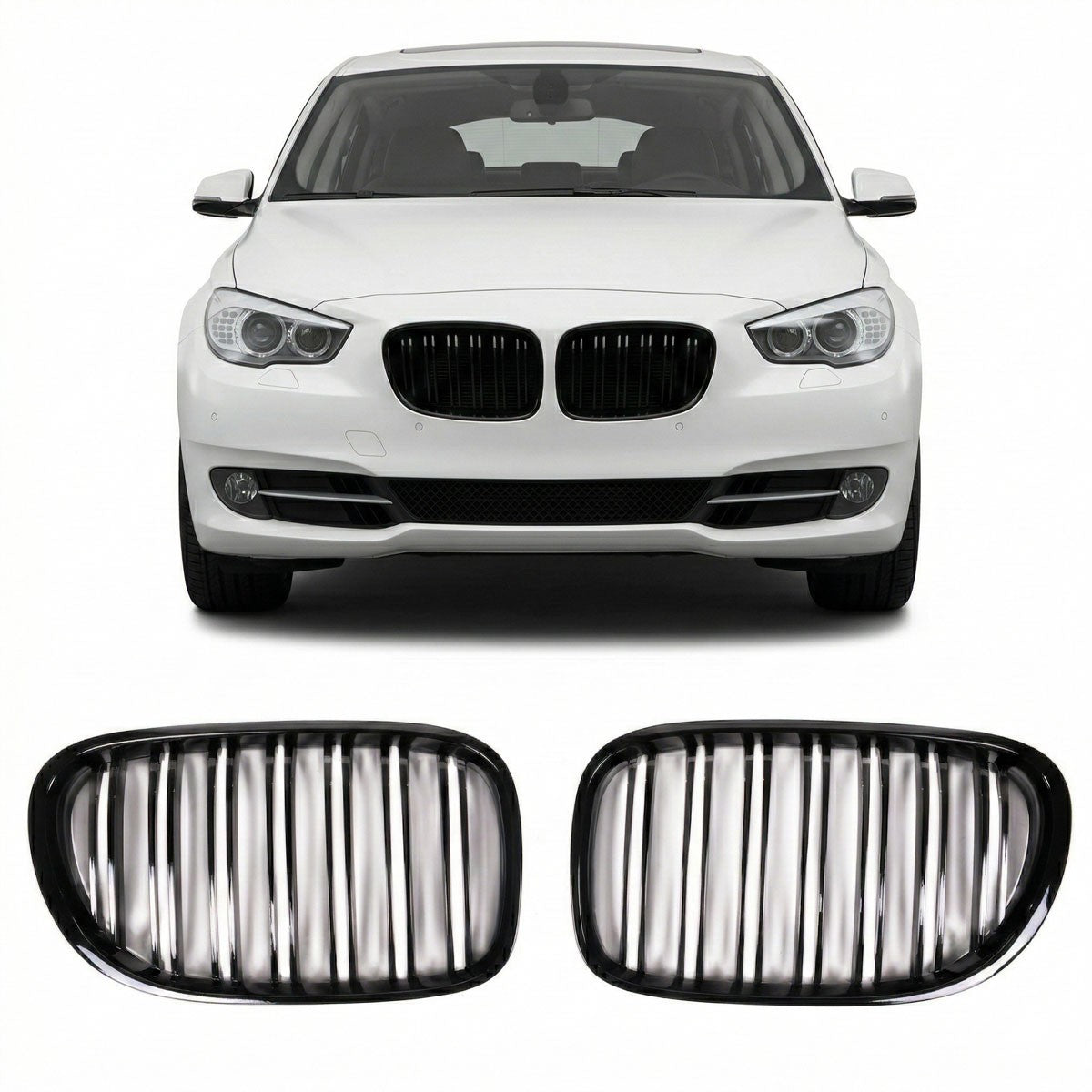 Hochglanz Schwarzer Einzel-Linie Vordergrill passend für BMW 5er GT F07 2013-2017
