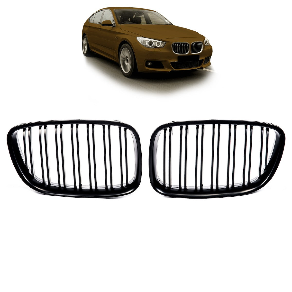Grill Dual Line Matt Schwarz passend für BMW 5er GT F07 2013-2017