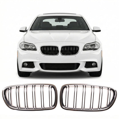 Doppelstreifen Kühlergrill Chrom & Schwarz passend für BMW 5er F10 F11 2010-2018