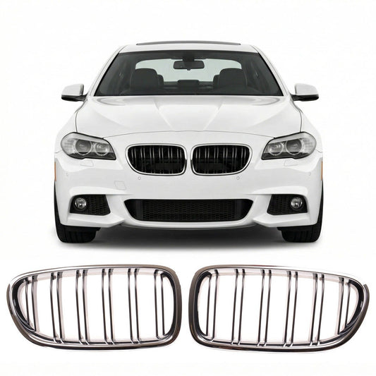 Doppelstreifen Kühlergrill Chrom & Schwarz passend für BMW 5er F10 F11 2010-2018