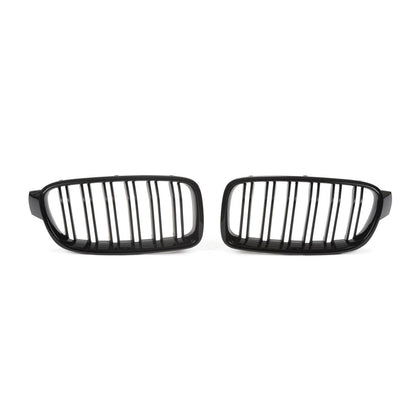 Kühlergrill Hochglanz Schwarz Doppelstreifen passend für BMW 3er F30 F31 2011-2019
