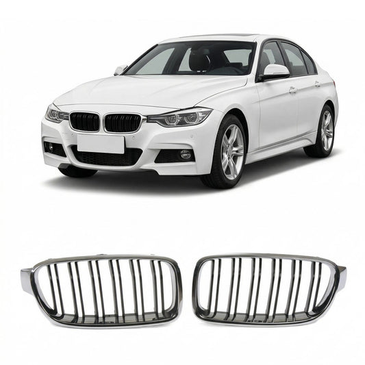 Doppelstreifen Chrom & Schwarz Grill passend für BMW 3er F30 F31 2011-2019