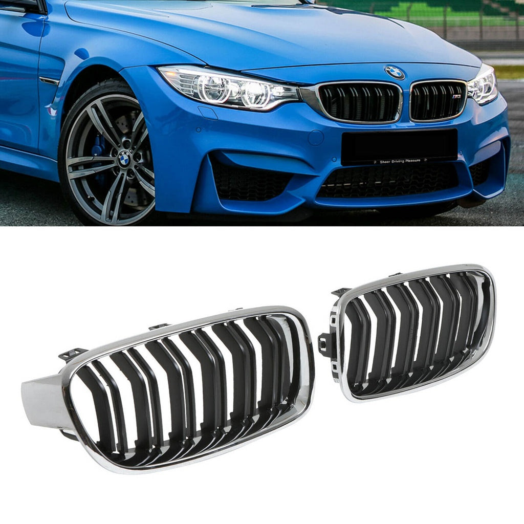 Sport Kühlergrill Dual Line Chrom Schwarz für BMW 3 F30 Limousine F31 Touring 2011-2019