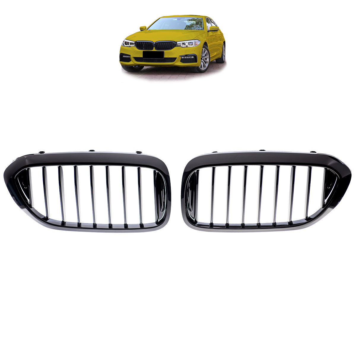 Kühlergrill Hochglanz Schwarz Einzelstrebe passend für BMW 5er G30 G31 2017-2020