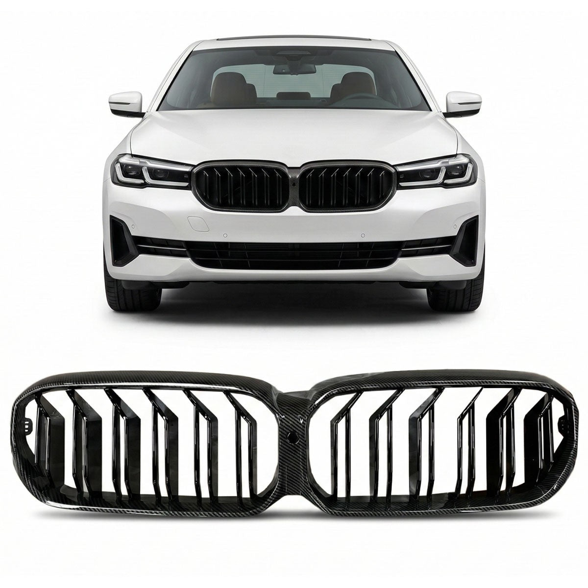 Frontgrill Dual Line Carbon-Optik passend für BMW 5er G30 G31 F90 20-23