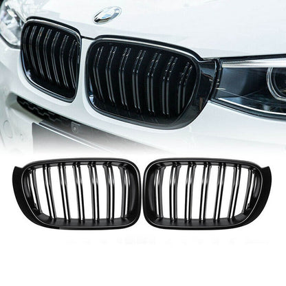 Sport Kühlergrill Hochglanz Schwarz für BMW X3 F25 Facelift 2014-2017 X4 F26 Dual Line