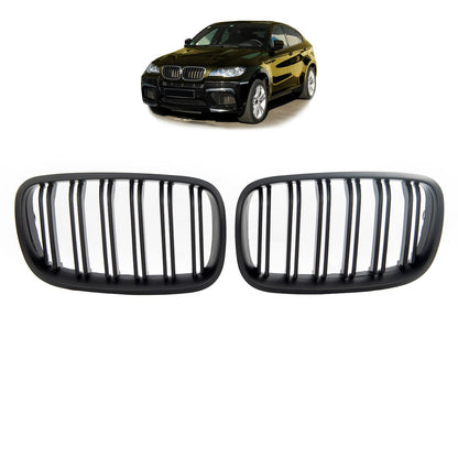 Matt Schwarz Doppelreihe Grill passend für BMW X5 E70 X6 E71 E72 2007-2013