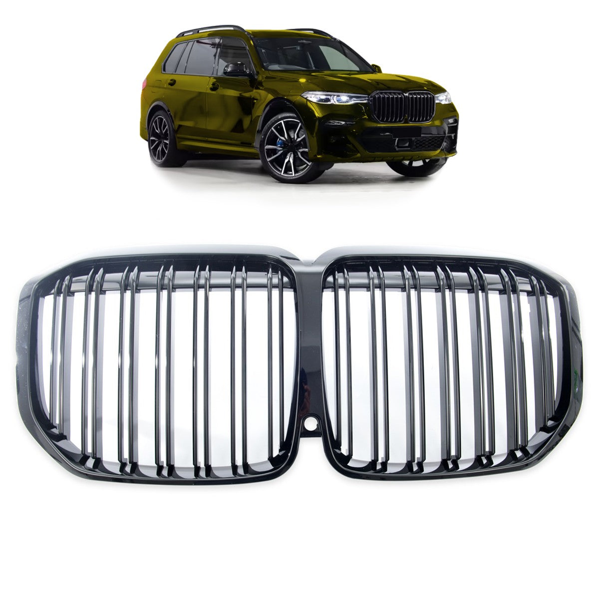 Grill Dual Line Hochglanz Schwarz passend für BMW X7 G07 2019-2022