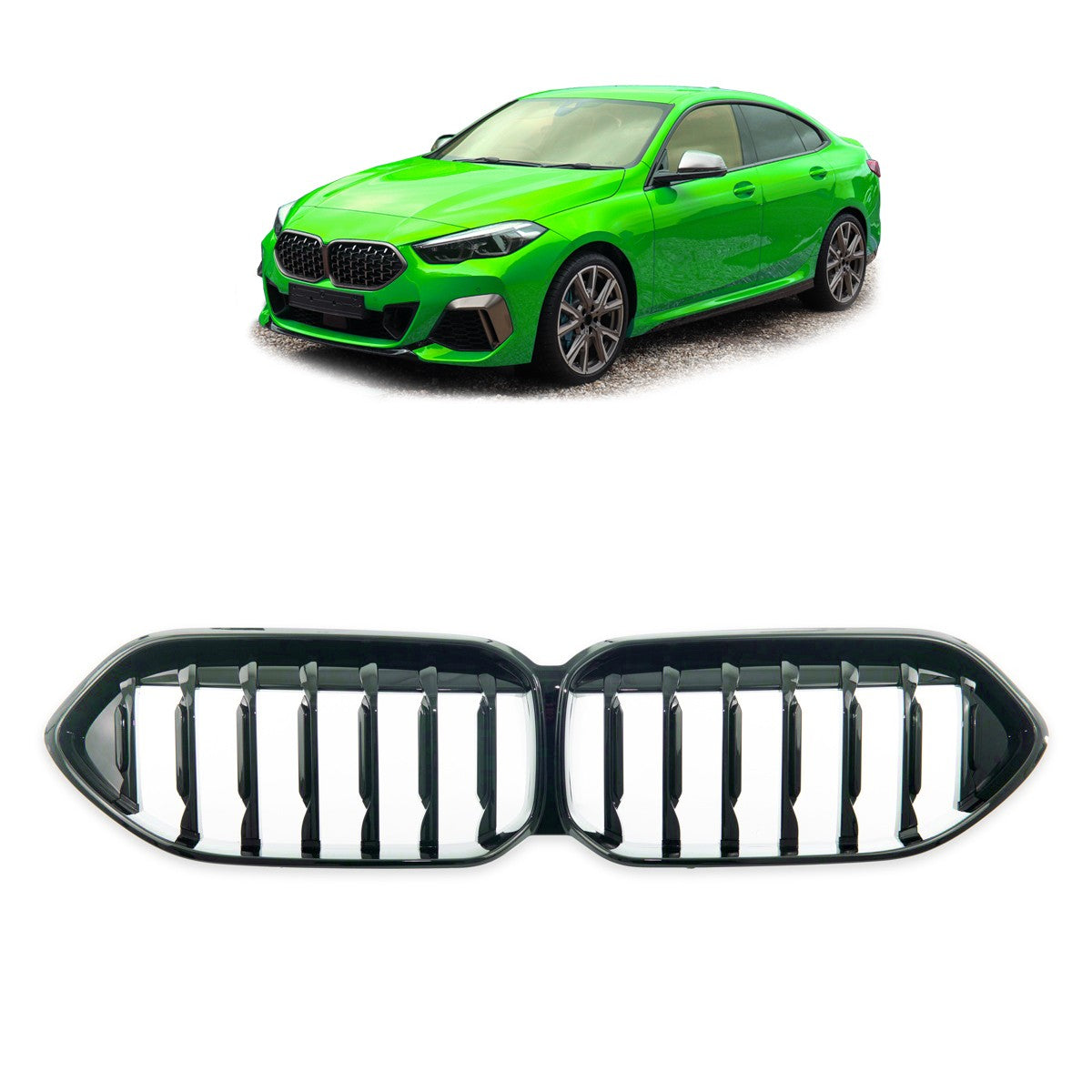 Einzel-Linie Hochglanz Schwarz Sportgrill passend für BMW 2er F44 2020-2024
