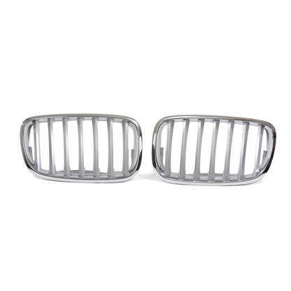 Sport Kühlergrill Single Line Matt Silber für BMW X6 E71 E72 X5 E70 2008-2014
