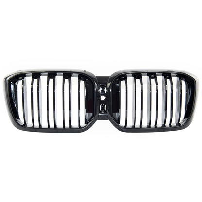 Frontgrill Hochglanz Schwarz Doppellinie passend für BMW X3 G01 X4 G02 2021+