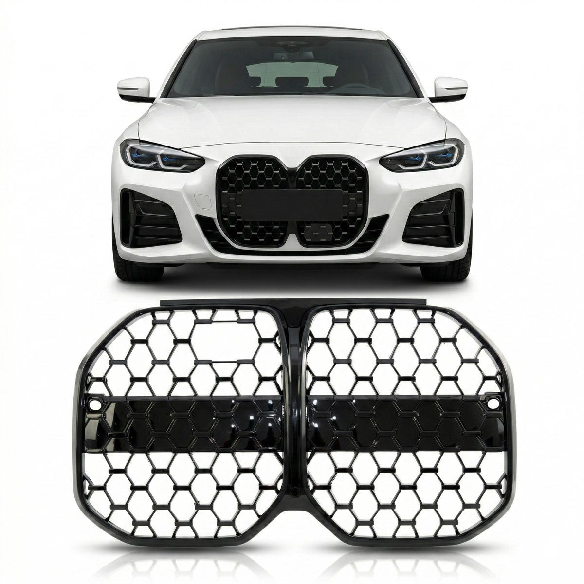 Hochglanz Schwarz Frontgrill mit ACC passend für BMW 4er G26 2021+