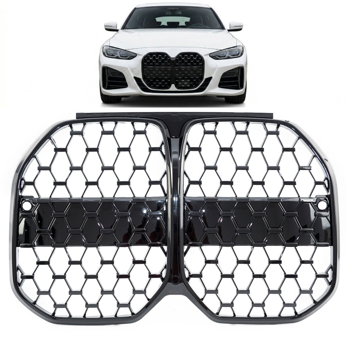 Frontgrill Hochglanz Schwarz passend für BMW 4er G26 Gran Coupe 2021->>