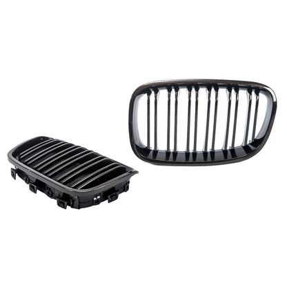 BM200840CBD - Sportgrill Doppellinie Carbon-Optik passend für BMW 1 (F20, F21) Hatchback Pre-Facelift 2011-2015