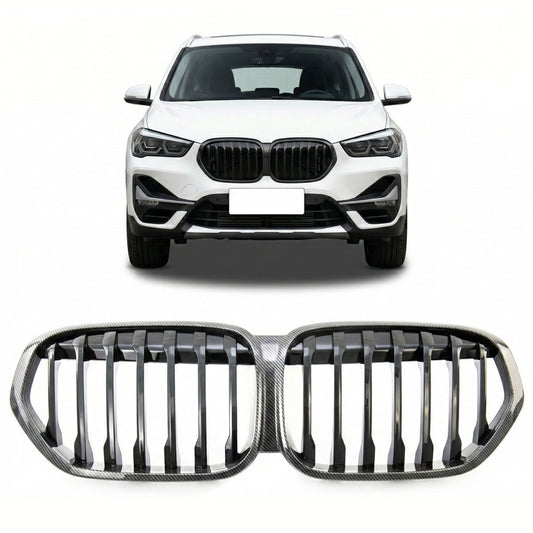 Kühlergrill Carbon-Optik mit einer Linie passend für BMW X1 (F48) 2019-2022